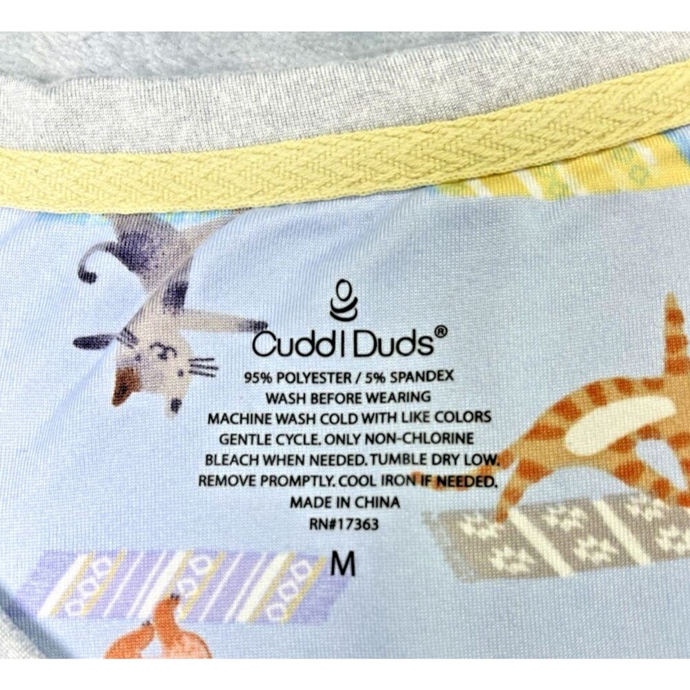 Cuddl Duds Yoga Kittens NWOT short sleeve crop pants womens sleepwear sz M cabin - Picture 4 of 7